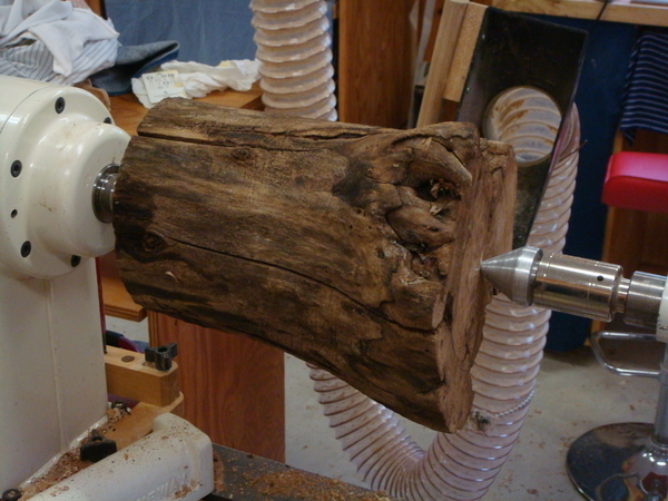 Mounted on the lathe